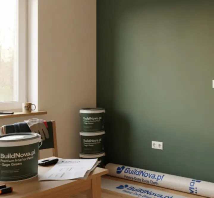 Zadowolony klient pokazuje ukończony projekt remontowy z materiałami z BuildNova.pl