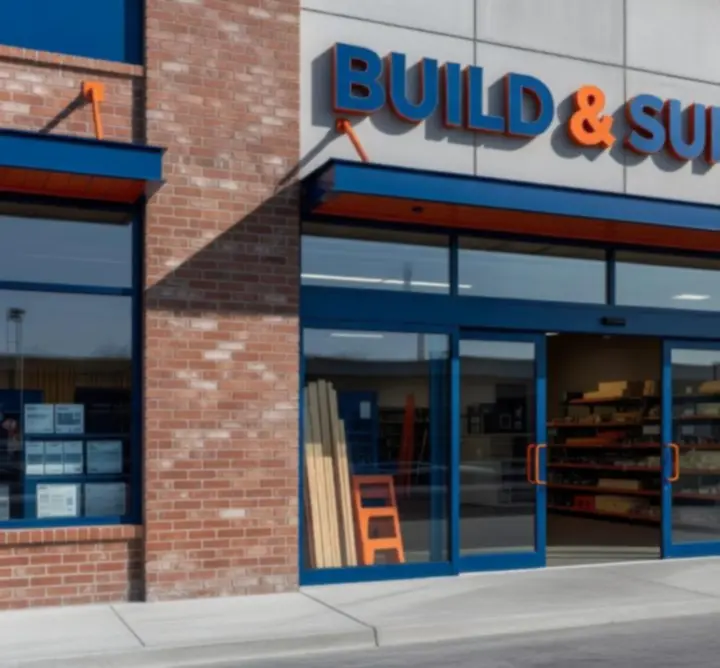 Widok nowoczesnego sklepu internetowego z materiałami budowlanymi i narzędziami