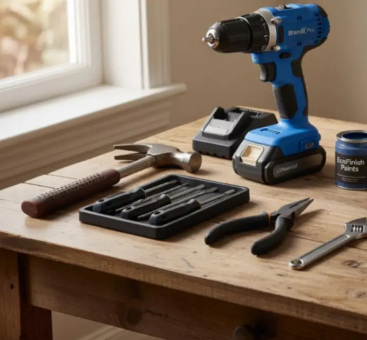 Zestaw rekomendowanych materiałów budowlanych i narzędzi wyświetlony na ekranie