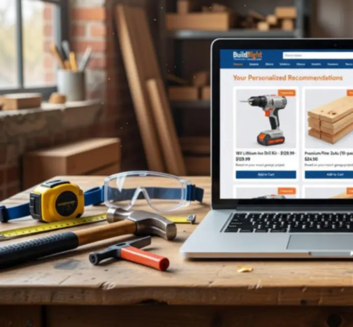 Stanowisko pracy z narzędziami i rekomendowanymi produktami w interfejsie sklepu